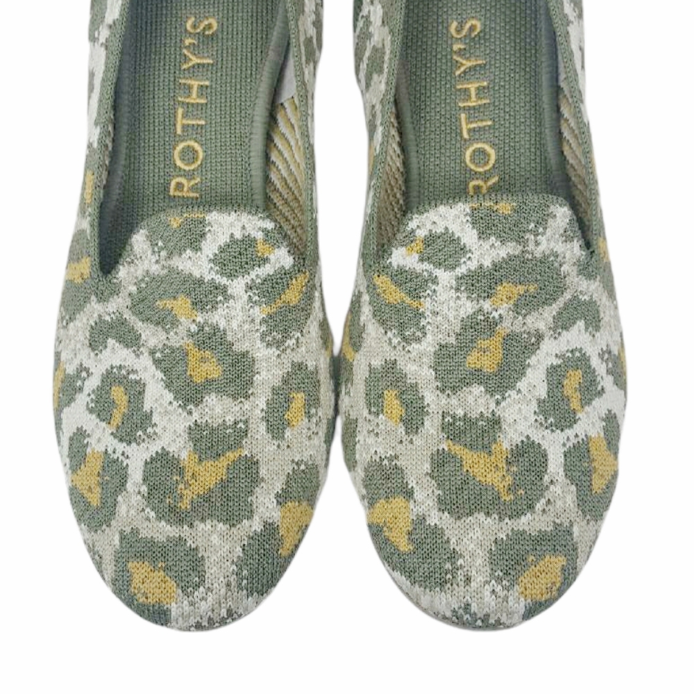 Rothy's Smoke Spot Loafer Round Toe Olive Camel Animal Print Flats Size 7.5 - Picture 5 of 12